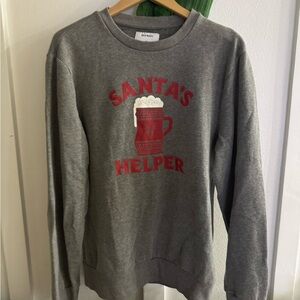 Old Navy Gray Crewneck with Red Santa's Helper Design beer mug